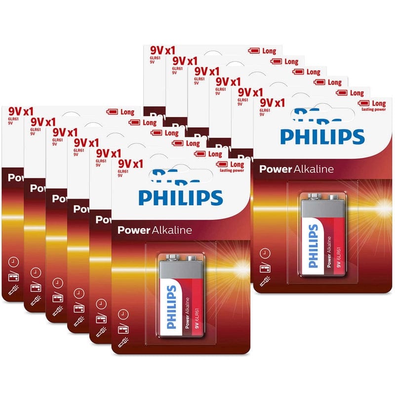 12 Pack GENUINE Philips Long Life Alkaline 9V Battery