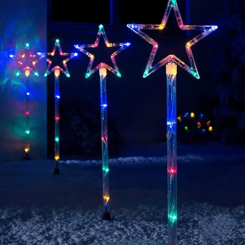 Solar Power Set of 4 LED Star Path Light