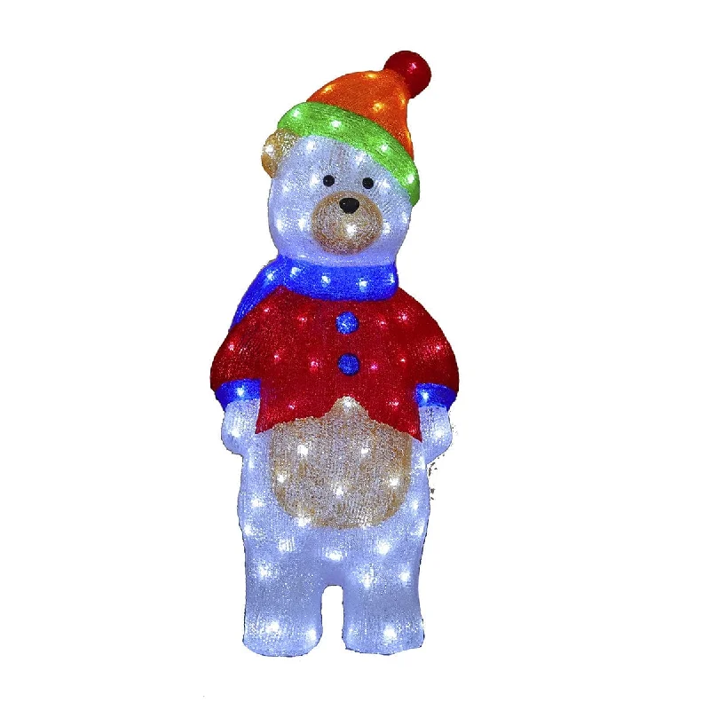 Acrylic LED Cartoon Teddy Bear - H80cm - 120 White LEDs