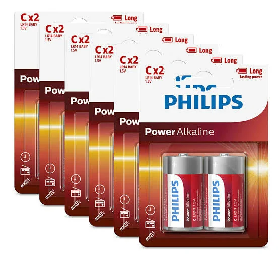 12 Pack GENUINE Philips Long Life Alkaline C Cell Battery