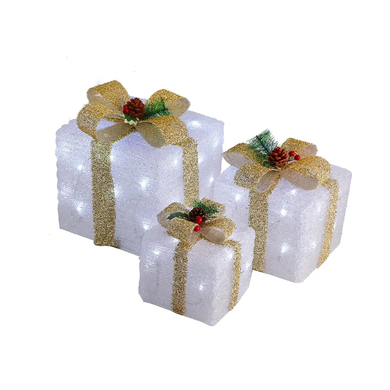 LED Acrylic Gift Box Set - Champagne- Plug In - 3 pcs in a set