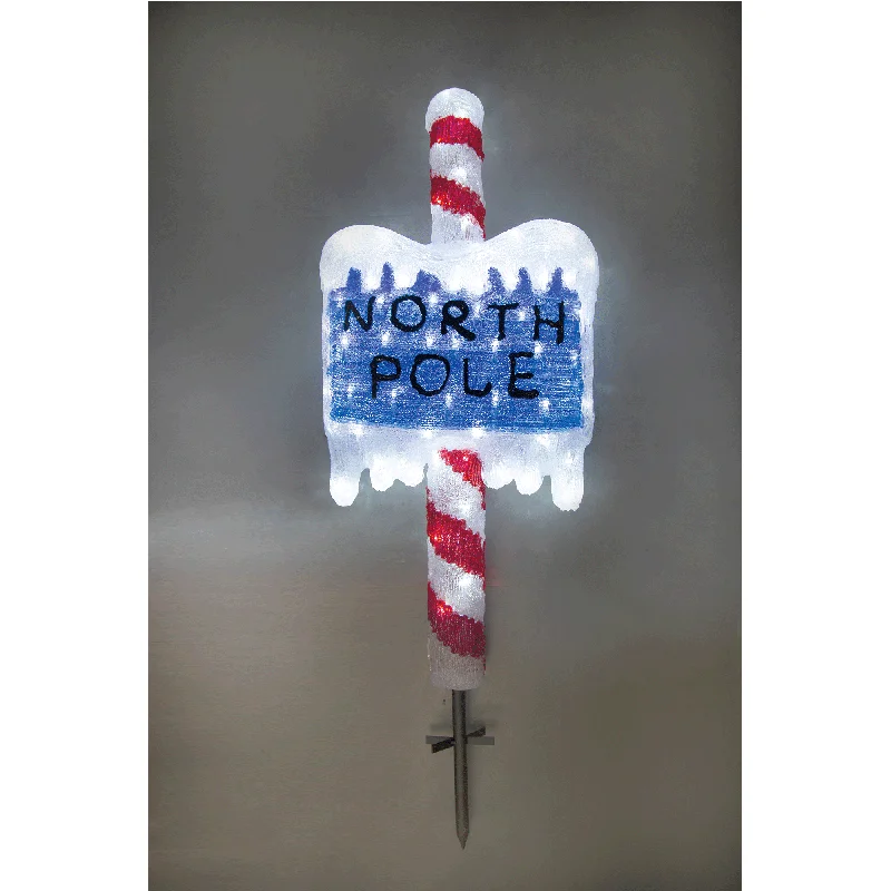 Acrylic North Pole Sign w/ Metal Floor Sticker - H100cm