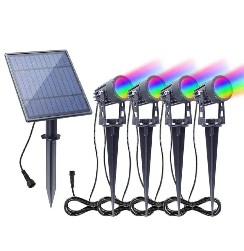 Professional Grade DIY RGB 4 Piece Solar Garden Spike 4 in 1 Kit