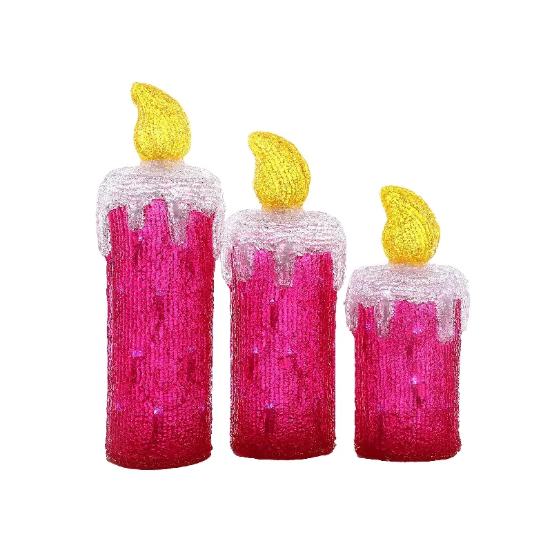 Acrylic LED Candles - Set of 3