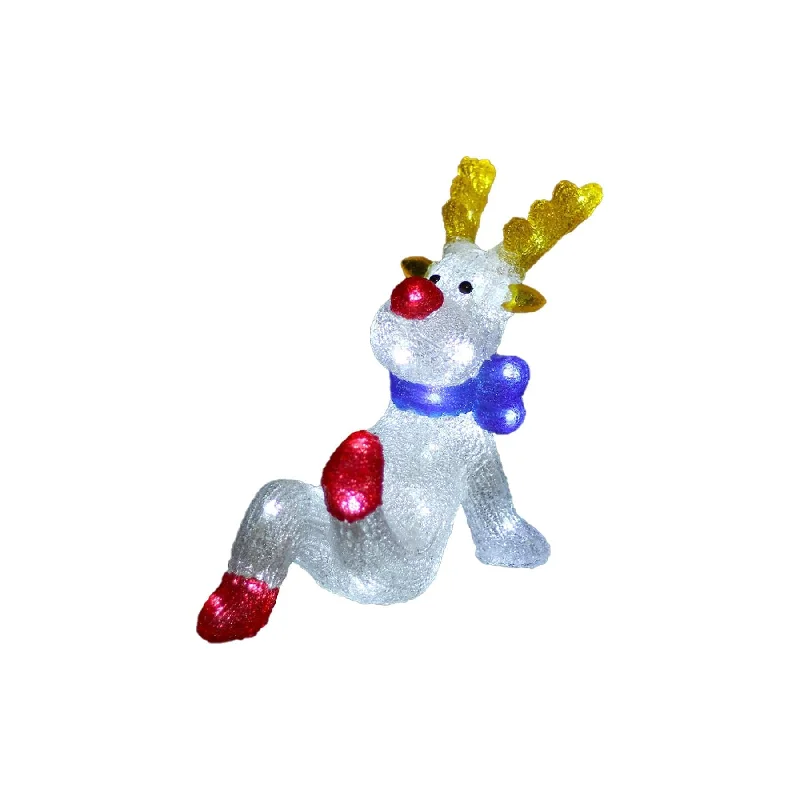 Acrylic Sitting Red Nose Reindeer - H27cm