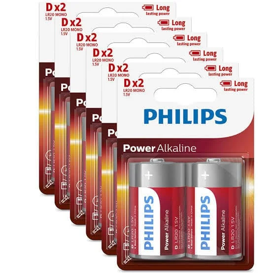 12 Pack GENUINE Philips Long Life Alkaline D Cell Battery