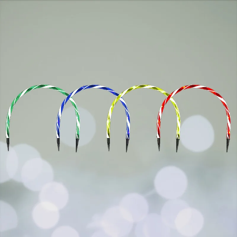 Set of 4 Arch Pathway Candy Cane Lights - RGB