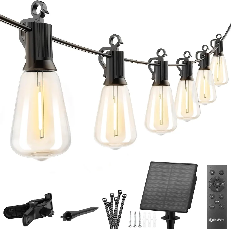 Gluroo ST38 Solar Edison-Style Bulb String Lights