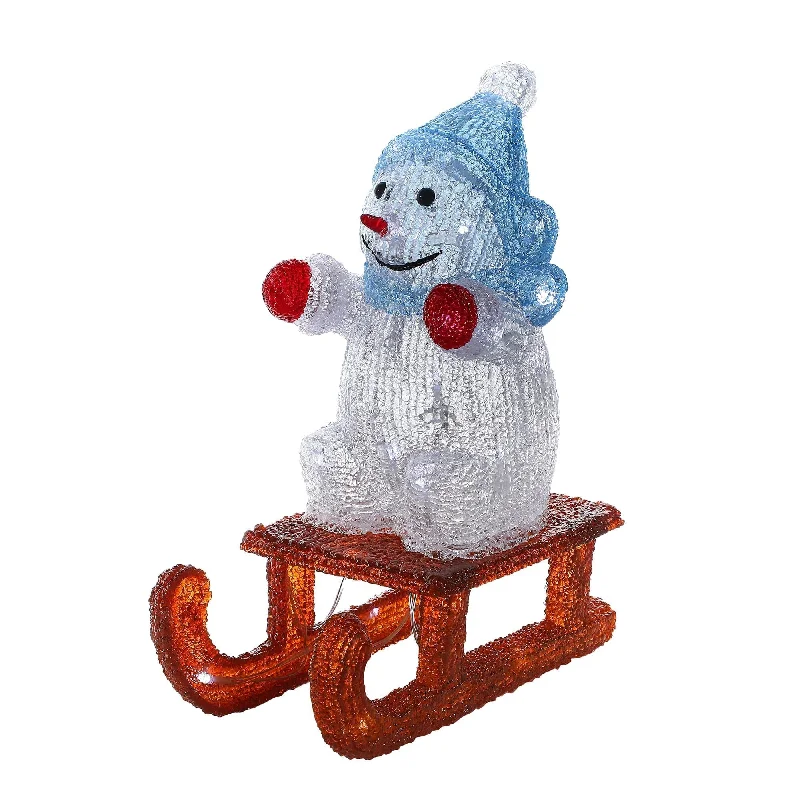 Acrylic LED Snowman On Sleigh