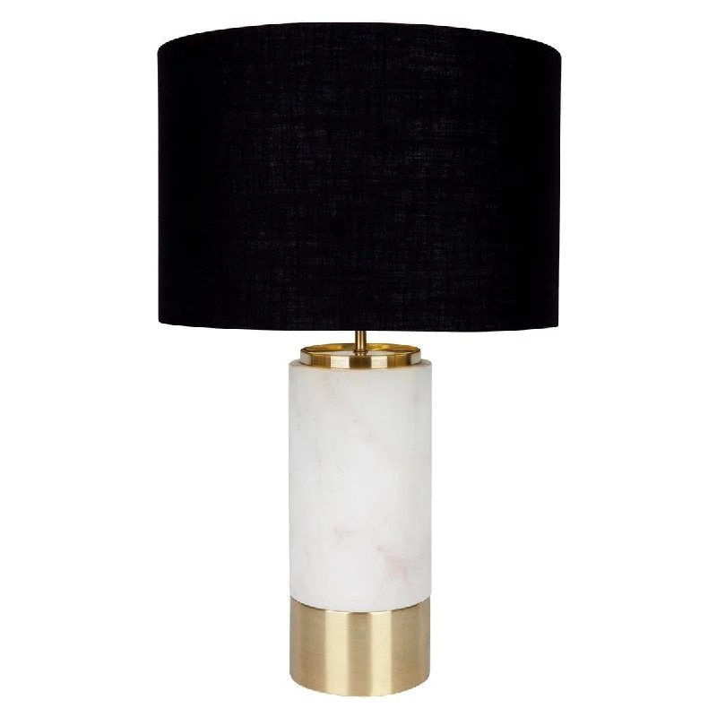 Paola Marble Table Lamp - White w Black Shade