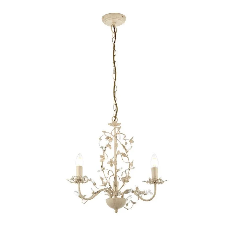 Endon Lullaby Cream & Gold Painted 3 Light Chandelier