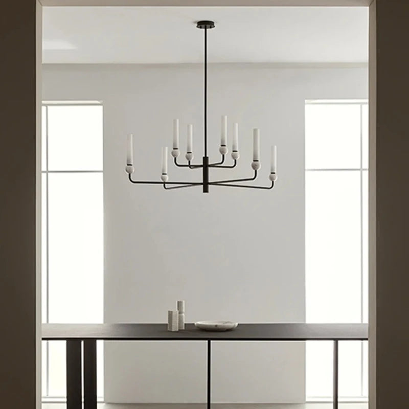 Minimalist Tubular Blown Glass Chandelier