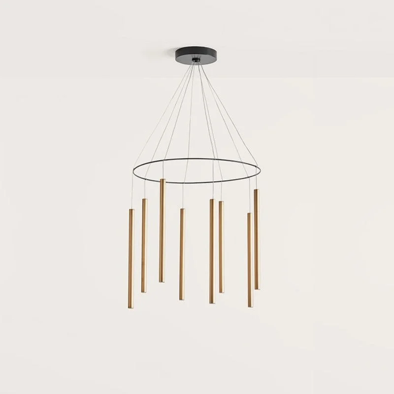 Minimalistic Metallic Rod Chandelier