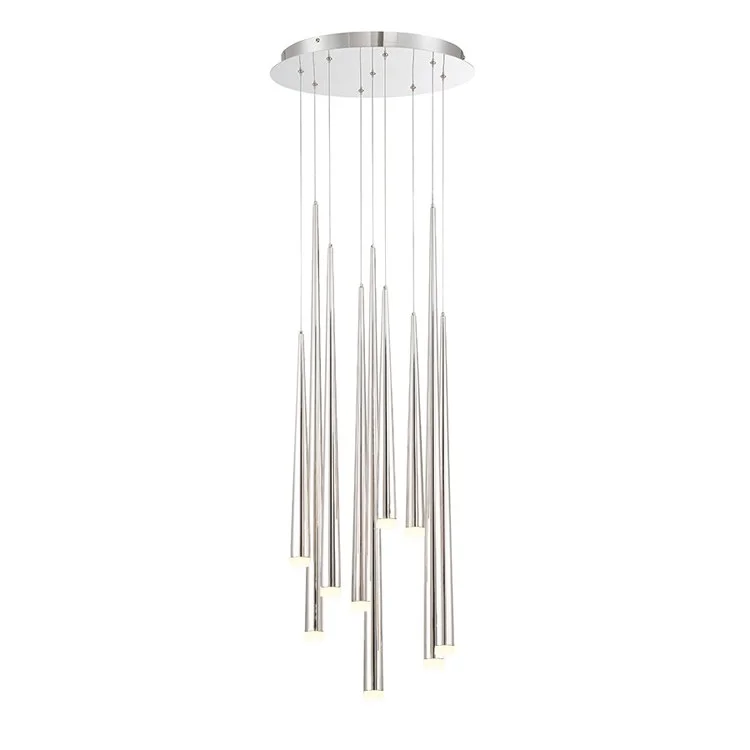 Cascade Nine-Light LED Etched Glass Round Chandelier 3500K