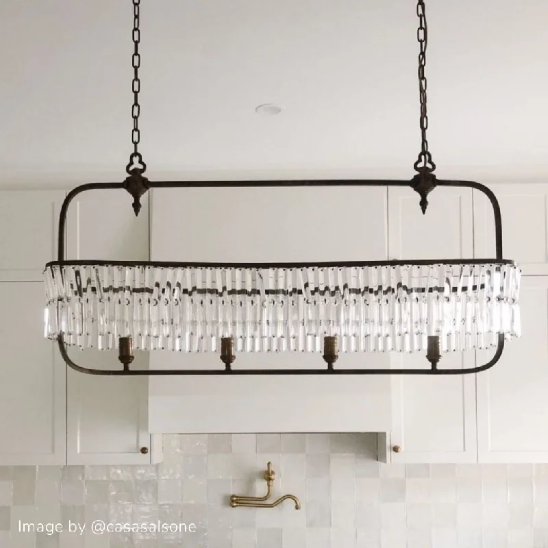 Modern Crystallised Long Chandelier