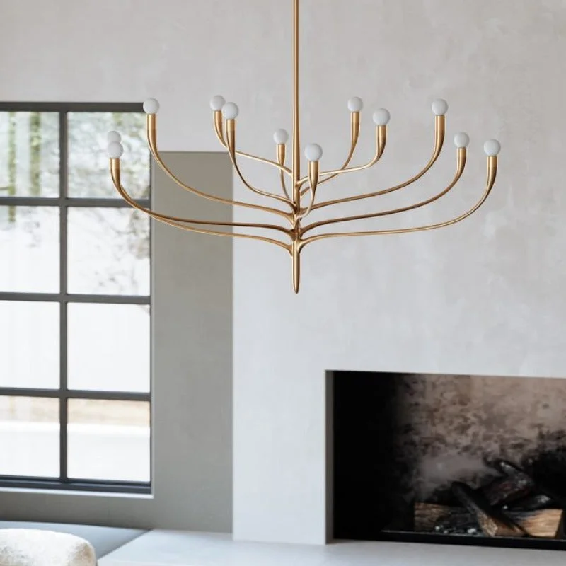 Vintage Gold Leaf Twelve Light Chandelier