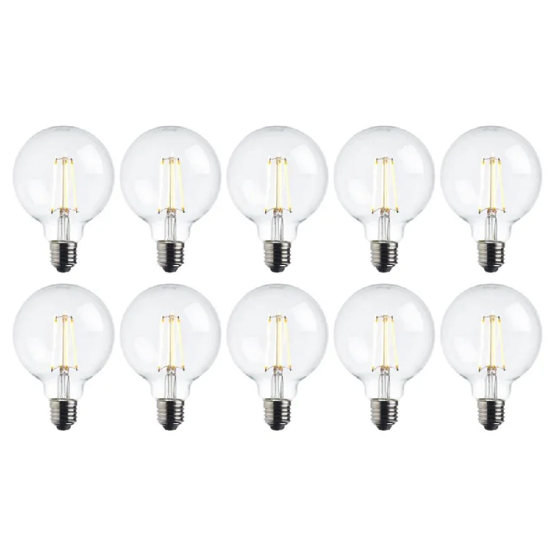 10 x E27 Warm White LED Filament Globe Light Bulb Dimmable 7W