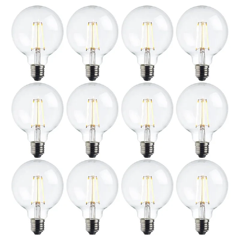 12 x E27 Warm White LED Filament Globe Light Bulb Dimmable 7W