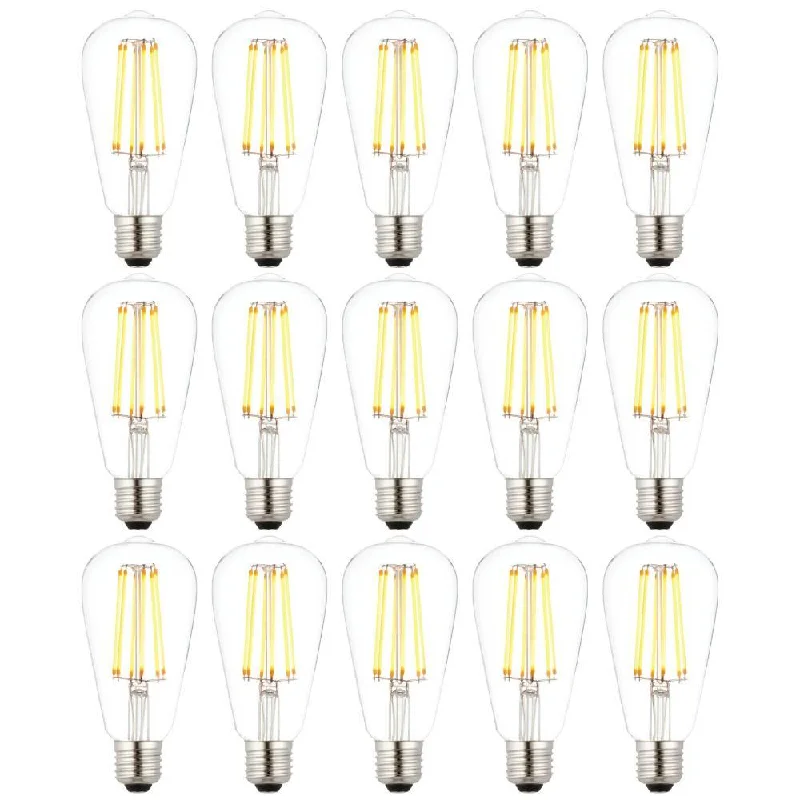 15 X E27 LED 6w Filament Clear Pear Shaped Dimmable Light Bulb