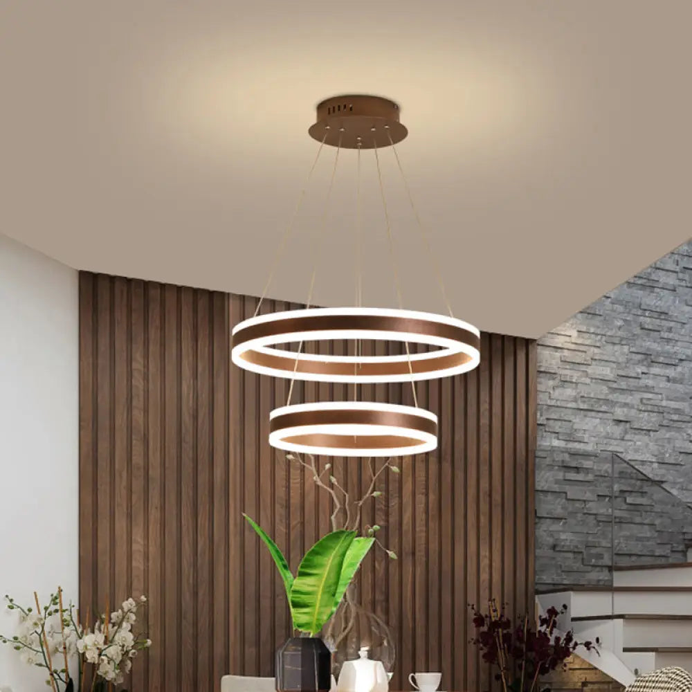 Chandeliers with Multiple Lights for Maximum IlluminationChandeliers with Multiple Lights for Maximum Illumination2/3 Tiered LED Chandelier: Acrylic Circle Ceiling Lamp - Coffee
