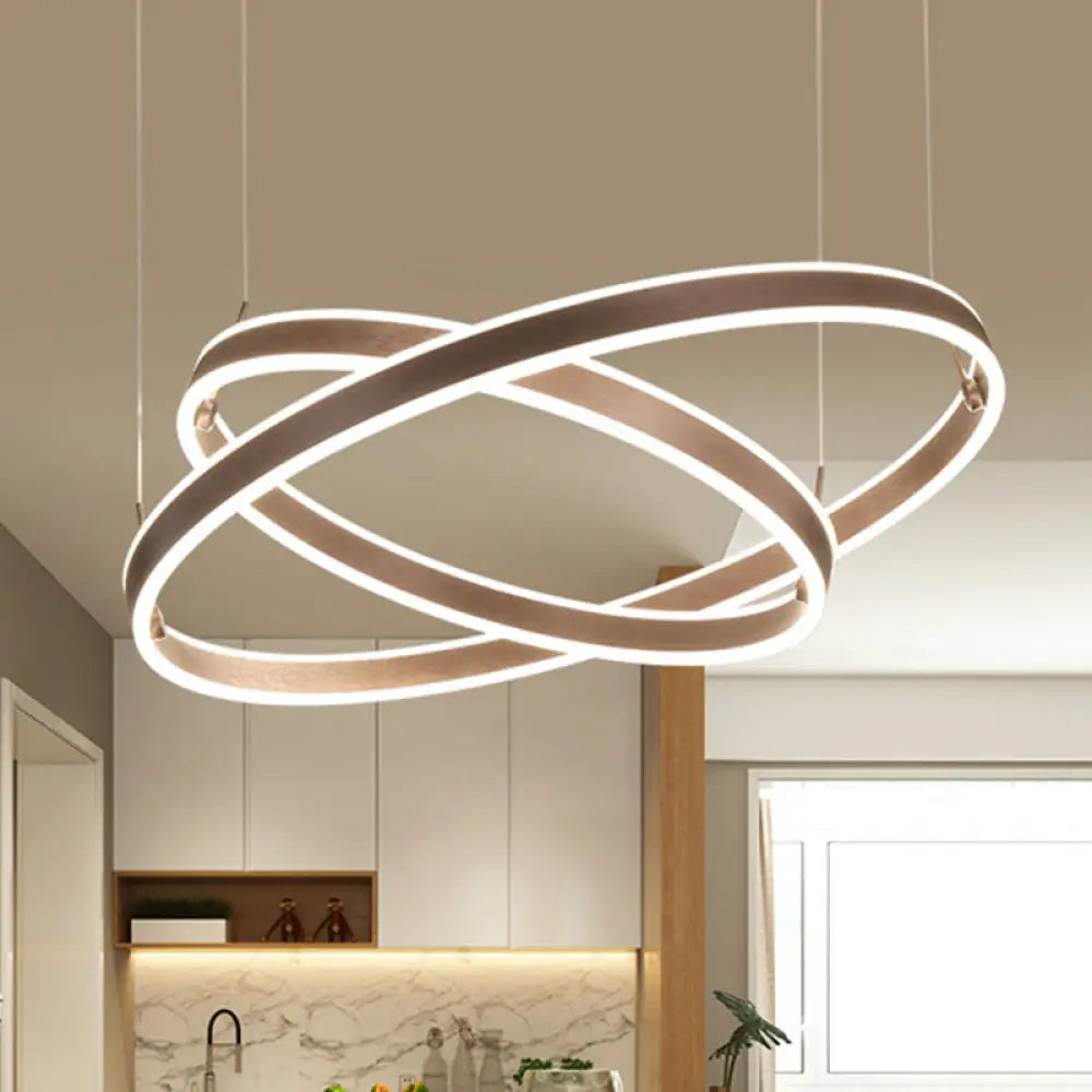 Chandeliers with Metal Frames in Gold FinishChandeliers with Metal Frames in Gold FinishSimple Acrylic LED Chandelier Pendant - 2/3 Tiered Tapered Parlor Hanging Lamp in Coffee