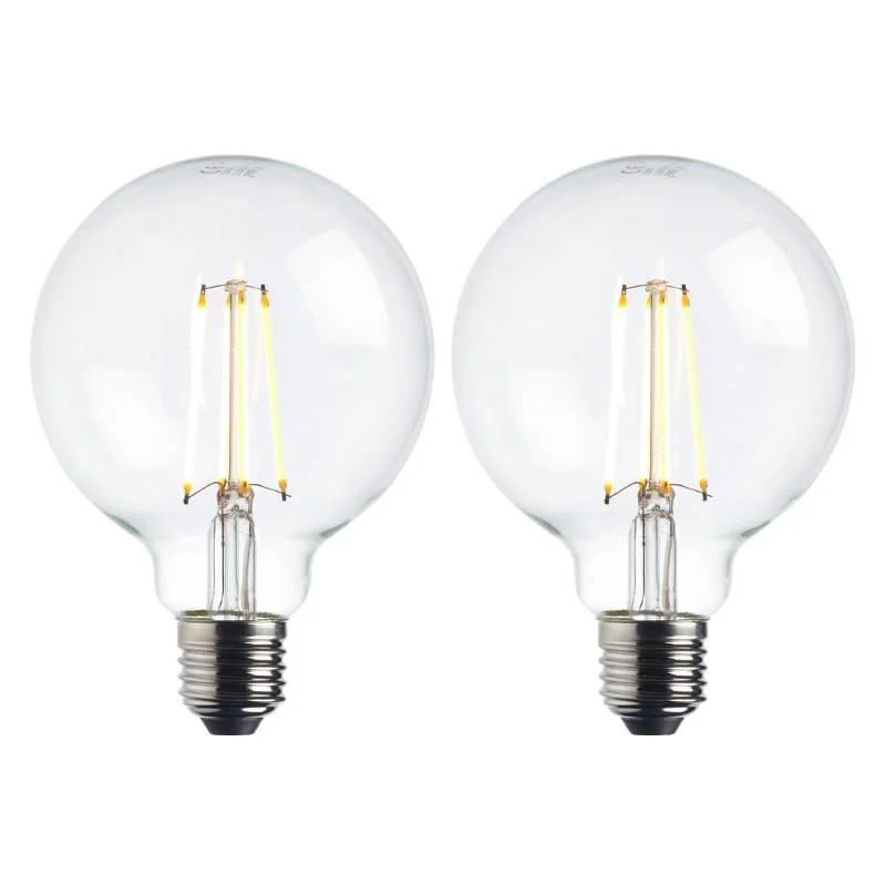 2 X E27 Warm White LED Filament Globe Light Bulb Dimmable 7W