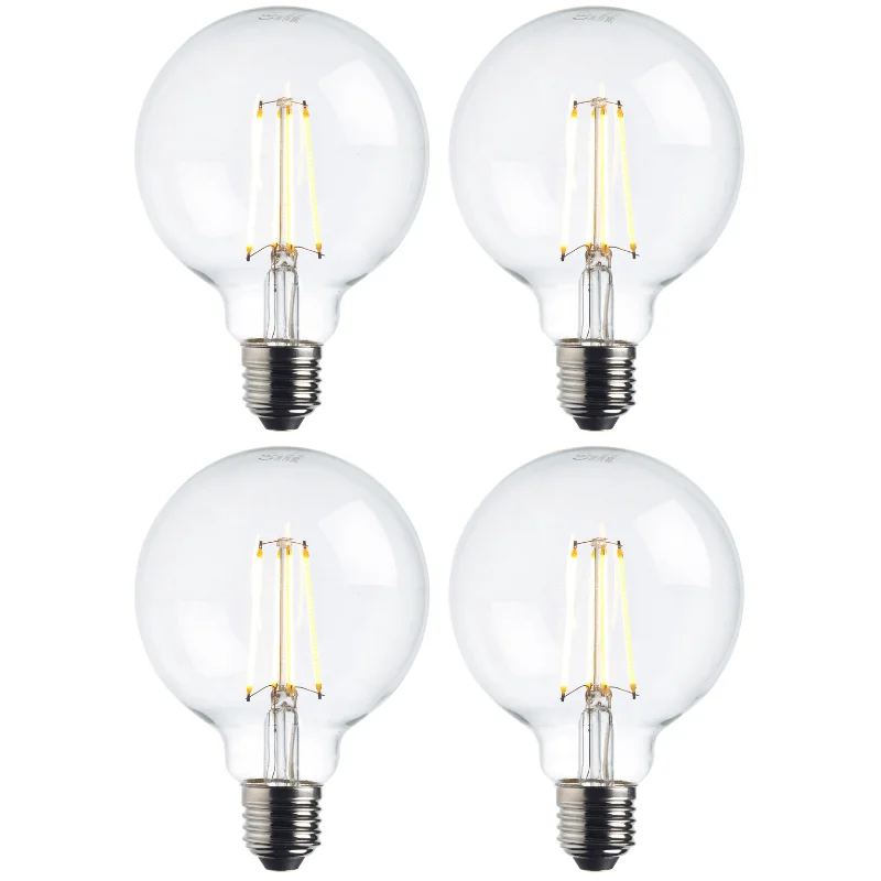 4 x E27 Warm White LED Filament Globe Light Bulb Dimmable 7W