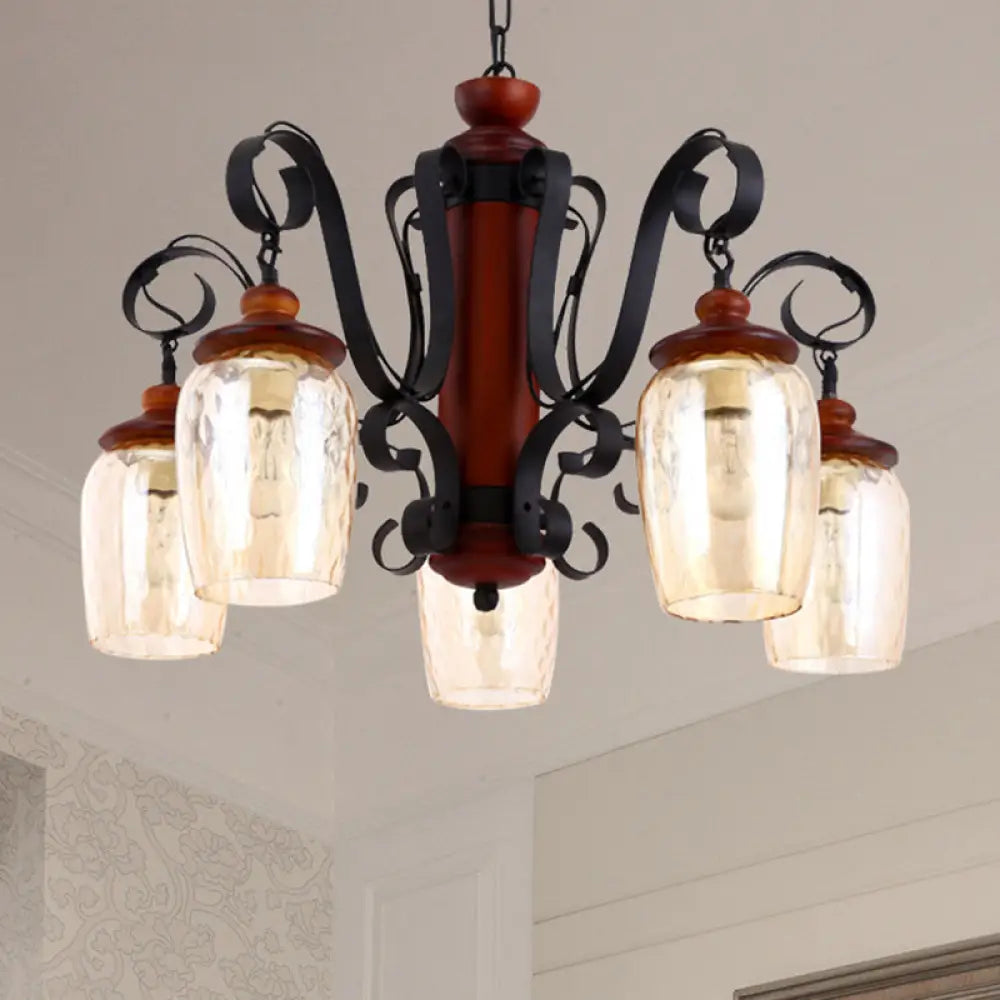 Chandeliers with Sputnik - Style Design for a Futuristic VibeChandeliers with Sputnik - Style Design for a Futuristic VibeBlack Country Pendant Light with Metal Chain - 5-Light Cylinder Ceiling Suspended, 27.5" Length