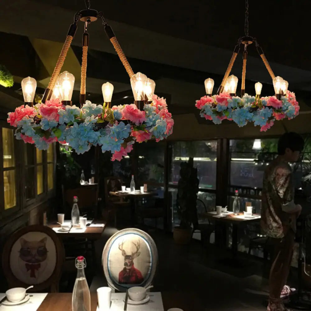 Chandeliers with Murano Glass for a High - End Artistic TouchChandeliers with Murano Glass for a High - End Artistic TouchIndustrial Metal LED Chandelier with 6 Bulbs, Black Finish and Cherry Blossom Detail