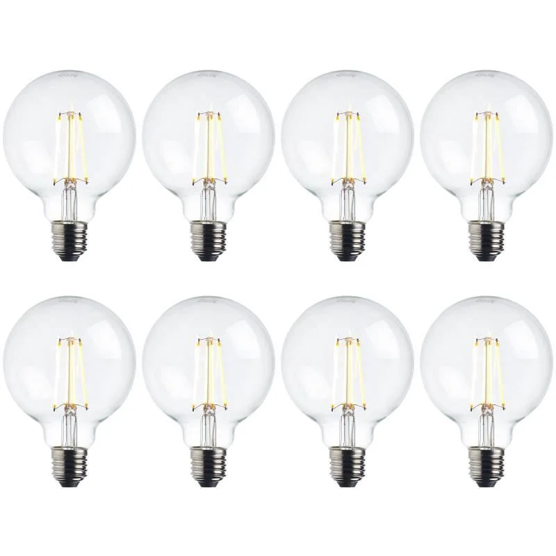 8 x E27 Warm White LED Filament Globe Light Bulb Dimmable 7W