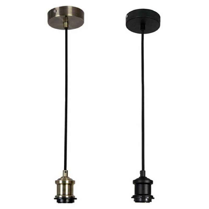 Albany 180cm Vintage Cloth Cord Suspension in Black or Antique Brass