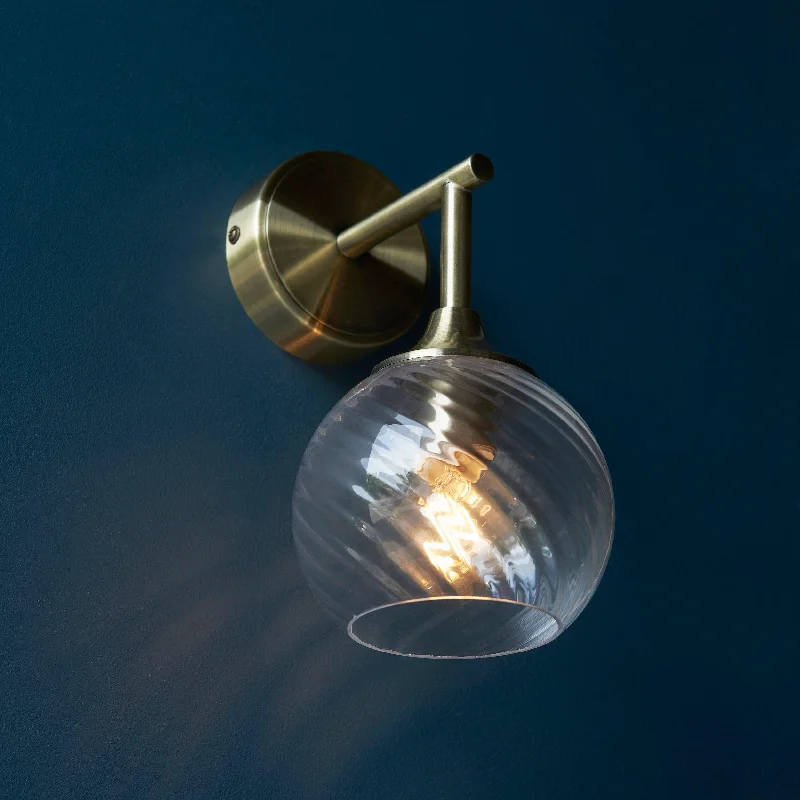 Allegra Brass Wall Light - Glass Shade