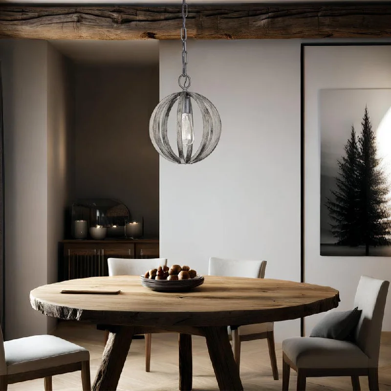 Allier Mini Pendant Light E27 in Weather Oak Wood Elstead Lighting - ELS.FE-ALLIER-P-WW