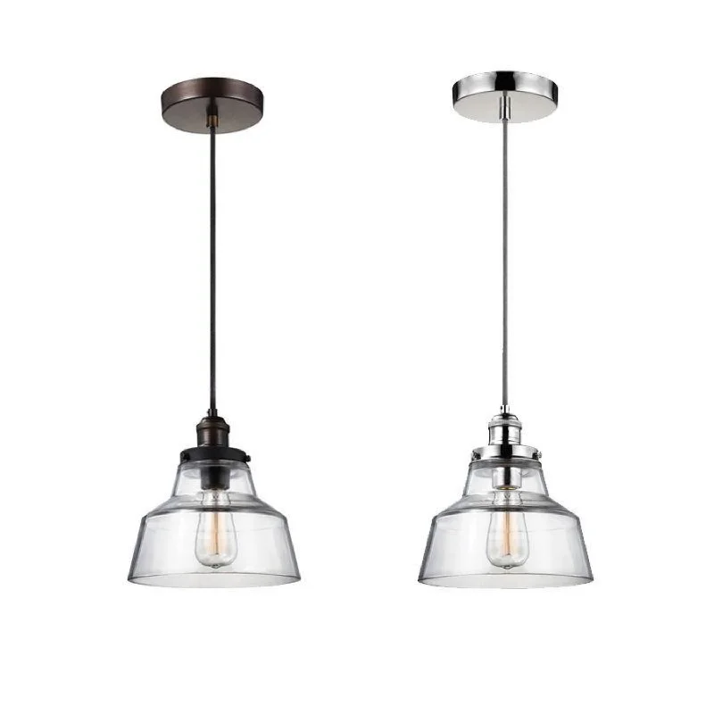 Baskin 1lt Pendant E27 in Aged Brass / Zinc and Polished Nickel Elstead Lighting - ELS.FE-BASKIN-P-A