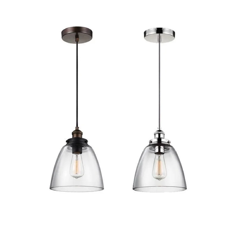 Baskin 1lt Pendant E27 in Aged Brass / Zinc and Polished Nickel Elstead Lighting - ELS.FE-BASKIN-P-B