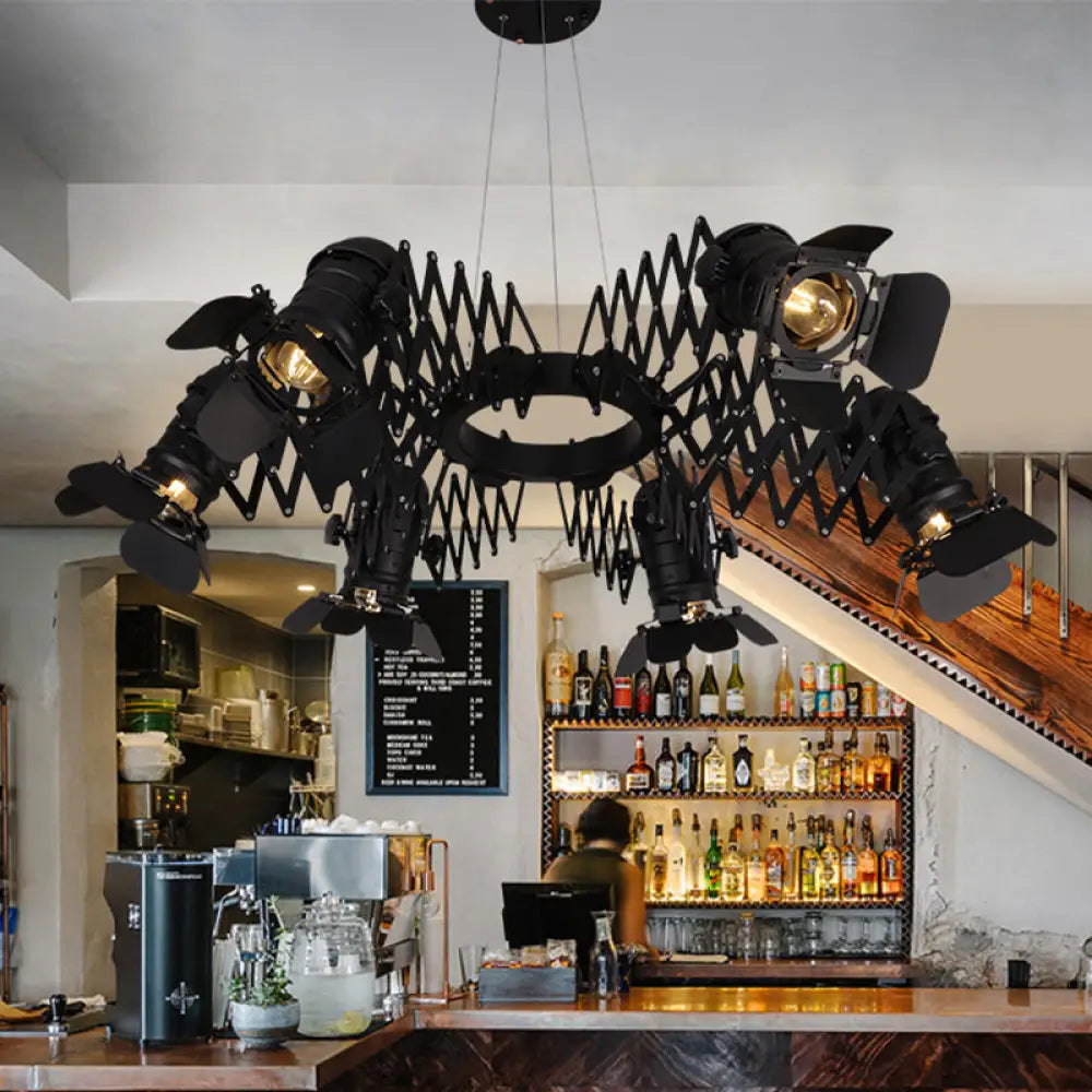 Chandeliers with Colored Glass for a Splash of ColorChandeliers with Colored Glass for a Splash of ColorBlack Art Deco Iron Camera Chandelier Pendant Lamp with Telescopic Arm - 5-Head Spotlight
