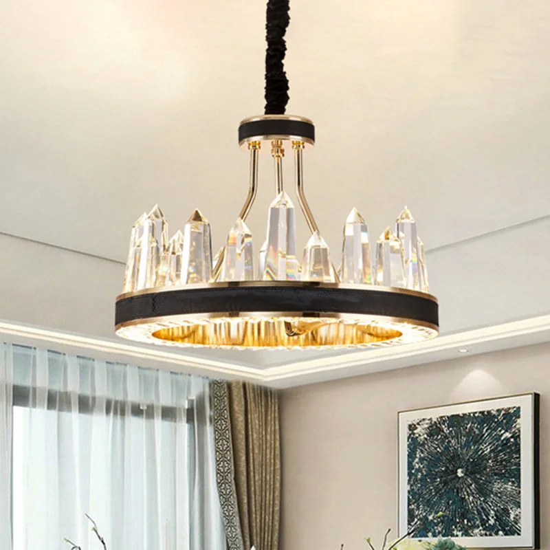 Chandeliers with Metal Frames in Silver FinishChandeliers with Metal Frames in Silver FinishMinimalist Black Crystal Pendant Chandelier for Living Room Décor