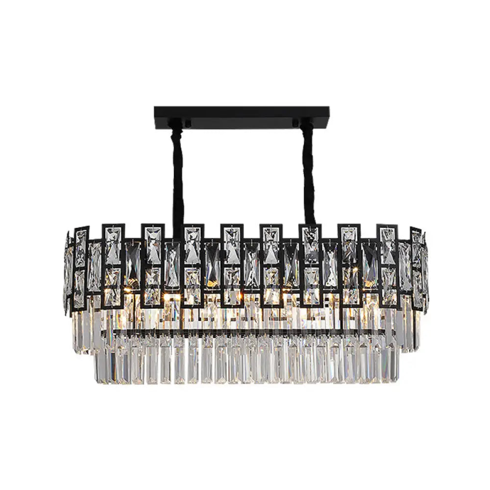 Chandeliers with Adjustable Height for Custom InstallationChandeliers with Adjustable Height for Custom InstallationBlack Round Crystal Chandelier Light for Living Room - Modern Ceiling Lighting Fixture