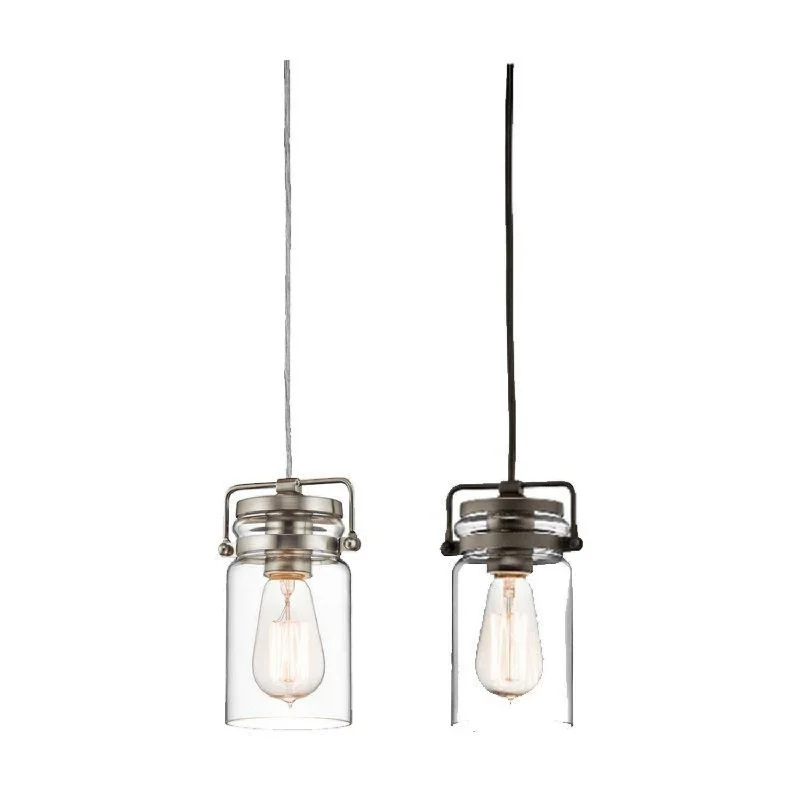 Dimmable Industrial Lighting for Ambiance ControlBrinley Mini Pendant Light E27 in Brushed Nickel and Old Bronze Elstead Lighting - ELS.KL-BRINLEY-MP
