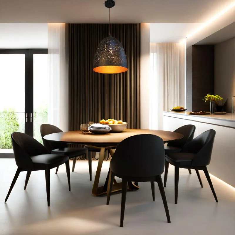 Celeste Pendant Light in Black Ellipse w/ Gold interior (ø305mm)