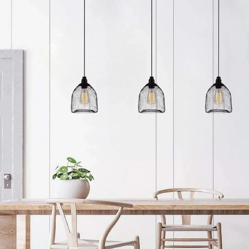 Cheveux Iron Mesh Black Pendant Light Available in 4 Styles