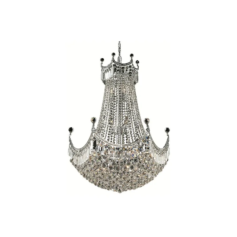 Mid - Century Modern Chandeliers for Vintage AppealMid - Century Modern Chandeliers for Vintage AppealCorona 24 light Chrome Chandelier Clear Elegant Cut Crystal - One Size