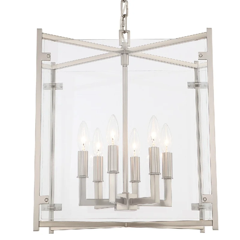 Chandeliers with Clear Crystal for a Sparkling EffectChandeliers with Clear Crystal for a Sparkling EffectDanbury 6 Light Brushed Nickel Chandelier - 16'' W x 19.75'' H Chandeliers with Clear Crystal for a Sparkling EffectChandeliers with Clear Crystal for a Sparkling EffectDanbury 6 Light Brushed Nickel Chandelier - 16'' W x 19.75'' H