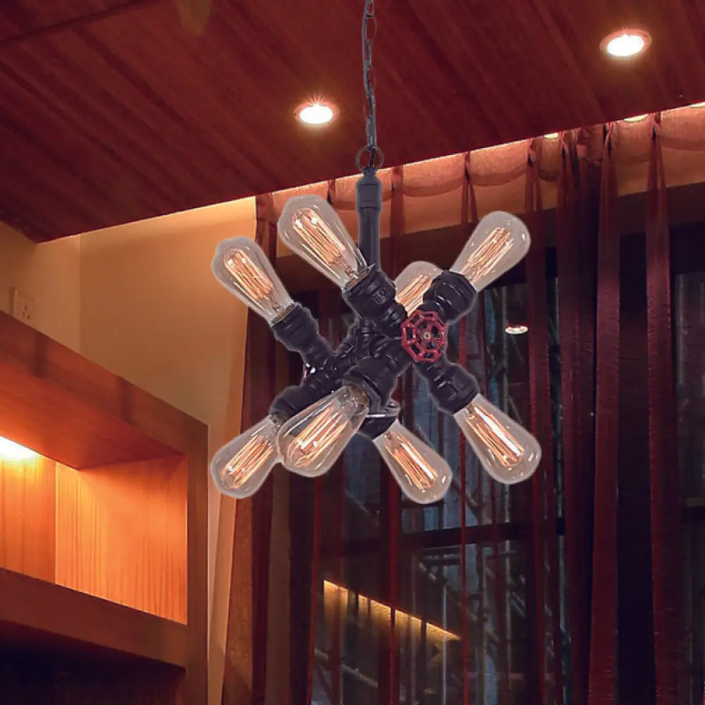 Chandeliers with Venetian Glass for a Luxurious LookChandeliers with Venetian Glass for a Luxurious LookFarmhouse Cross Pipe Pendant Chandelier - 8-Light Metal Ceiling Lamp in Black for Living Room