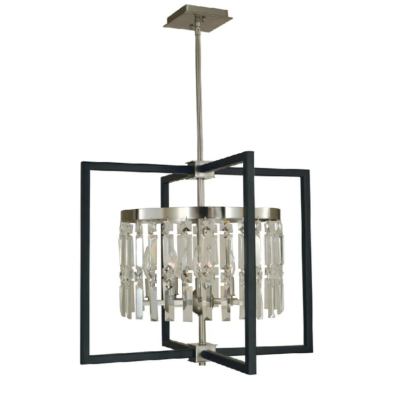 Chandeliers with Metal Frames in Bronze FinishChandeliers with Metal Frames in Bronze FinishFramburg 5335 BN/MBLACK Five Light Chandelier Hannah Brushed Nickel/M - Exact Size