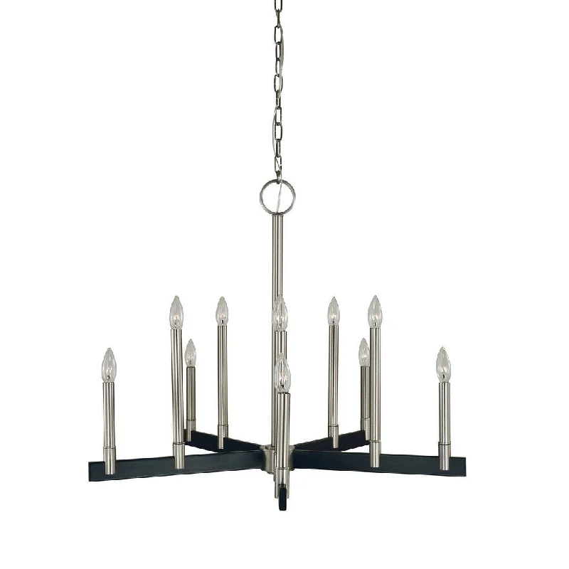Mini Chandeliers for Adding Charm to Small SpacesMini Chandeliers for Adding Charm to Small SpacesFramburg 5358 BN/MBLACK Ten Light Chandelier Jessica Brushed Nickel/M - Exact Size
