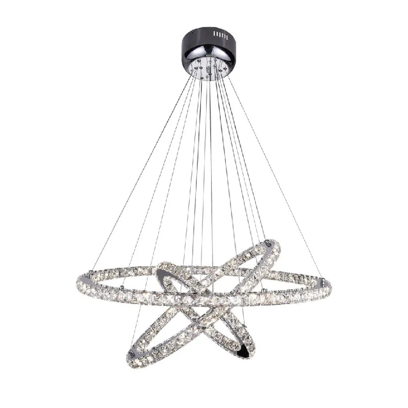 Chandeliers with Metal Frames in Silver FinishChandeliers with Metal Frames in Silver FinishGiuseppe Lighting 5080P32ST3R LED Chandelier Ring Chrome - Exact Size