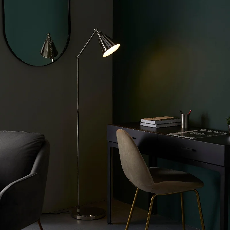 Hal Modern Nickel Floor Reading Lamp