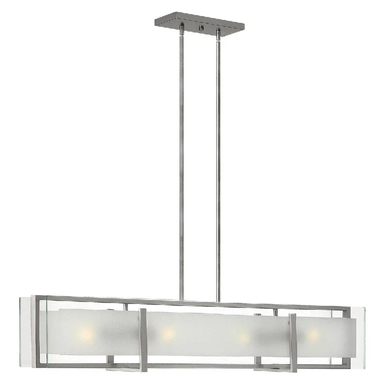 Ceiling - Mounted Chandeliers for Standard CeilingsCeiling - Mounted Chandeliers for Standard CeilingsHennessy Four Light Linear Chandelier Brushed Nickel - Exact Size