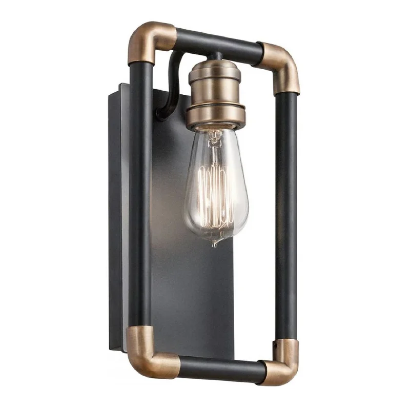 Industrial Exit Sign Lighting for Quick EvacuationImahn Wall Light E27 in Black and Natural Brass Elstead Lighting - ELS.KL-IMAHN1